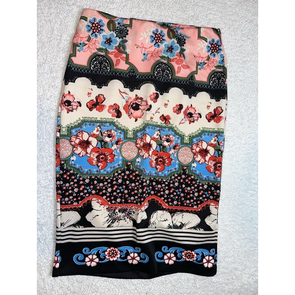 Beige by Eci Women's Multicolor Floral Midi Pencil Skirt Size S